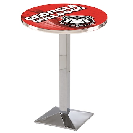Holland Bar Stool Co 36" Chrome Georgia "Bulldog" Pub Table, 36" dia. Top L217C3636GA-Dog-D2